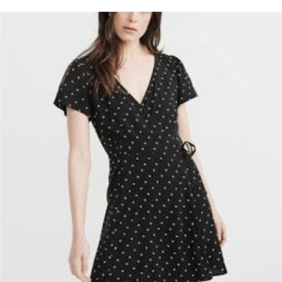 Abercrombie & Fitch Black Mini Dress with White Dots - Picture 1 of 4
